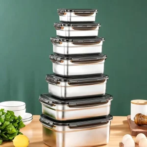 Food Grade Stainless Steel Lunch Box Airtight Food Storage Box for Travel