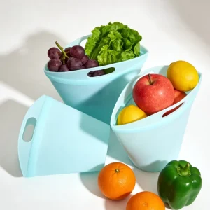 Food Storage Container Portable Silicone with Handle for Kitchen Organization Refrigerator and Freezer Use Reusable Food Storage