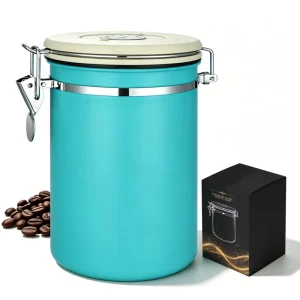 Food Storage Stainless Steel Airtight Coffee Canister with CO2 Valve Date Tracker Sealed Container for Coffee Beans Tea Sugar