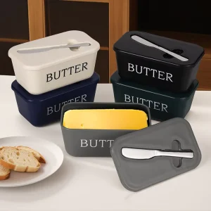 Food grade PP rimmed Butter Box Knife Airtight Cheese Container Home Use Refrigerated Fresh keeping Modern Butter