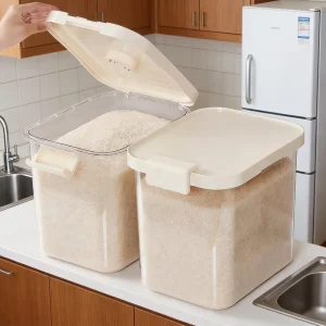 Food grade Plastic Nordic Style Rice Storage Container Home Use Kitchen Insect Proof Moisture Proof Sealed Large 20 Pound Rice
