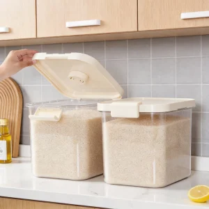 Food grade Plastic Nordic Style Rice Storage Container Home Use Kitchen Insect Proof Moisture Proof Sealed Large 20 Pound Rice