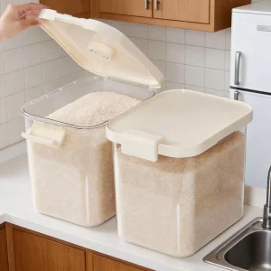 Food grade Plastic Rice Storage Container Nordic Style Kitchen Use Insect Proof Moisture Proof Sealed 20 Pound Rice Box for