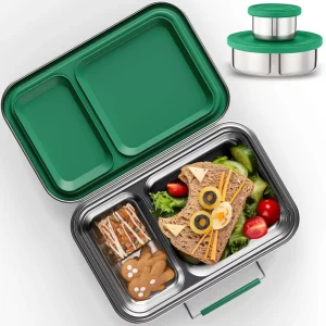 For Eco friendly Stainless Steel Cute Bento Lunch Box for Kids BPA Free Portable Leakproof 2 Compartments Large Capacity