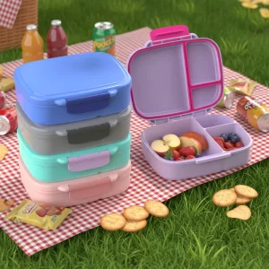 For Plastic High Quality Children OEM Cute School Kid Custom Lunch Box Logo Microwavable Christmas 3 Compartment BPA Free
