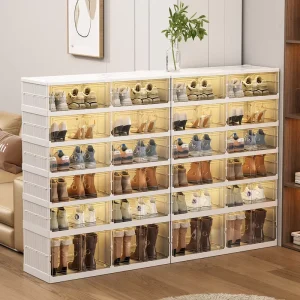 Free Installation Sneaker Box Multi-use Plastic Living Room Storage Organizer Durable Folding Shoes Storage Container Cabinet