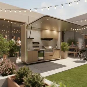 French Design Steel Outdoor Kitchen for Backyard and House Use High-End Portable Multi-Function Anti-Corrosion Kitchen