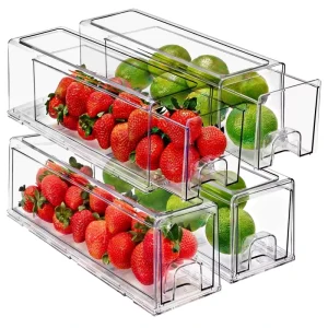 Fridge Organizer Drawers Pull Out Refrigerator Organizer Bins with Lid