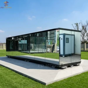 Full Mirror Glass Prefab Container House Panoramic View Reflective Glass Mobile Holiday Villa for Apartment & Hotel Use