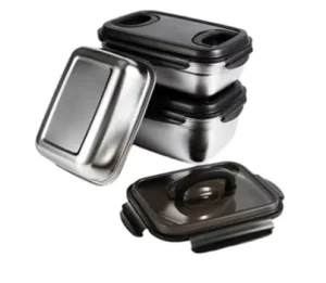 Full Surround Soft Silicone Airtight Seal Single Hand Grip Lid Stainless Steel Eco Friendly Lunch Box Outdoor Picnic Leak Proof