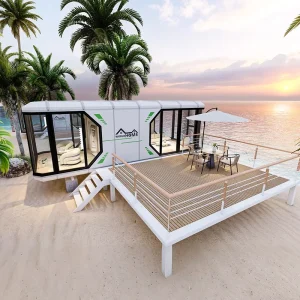 Fully Furnished Luxury Space Capsule House Modern Mobile Tiny House Prefabricated Modular House for Outdoor Living Resort Hotel