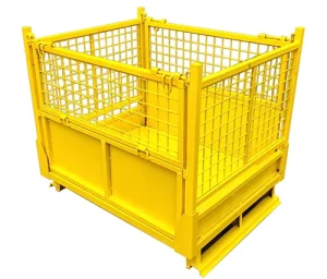 Galvanized Coated Wire Mesh Cage Stackable Storage Container Wire Steel Cage Mesh for Warehouse Logistic Storage and Protection