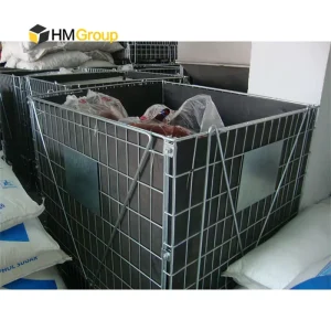 Galvanized Metal Steel Durable PP Sheet Stacking Collapsible Wire Mesh Container for PET Preform Storage