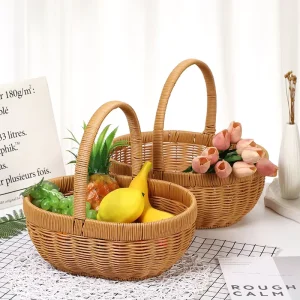 Geweven Boodschappenmand in Rotanstijl Eiermand Broodmand Picknickmand Fruitmand Handgeweven