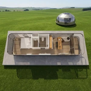 Glamping Space Capsule with Balcony Heavy Snow Load Space Cabin Wind Seismic Resistant Tiny House