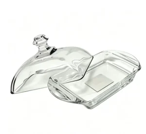 Glass Butter Dish with Lid Clear Butter Holder for Countertop Butter Keeper Container with Knife for Kitchen Dining Table Decor
