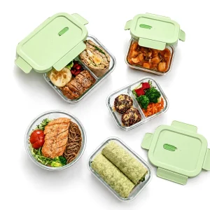 Glass Food Storage Containers Set High Capacity 1040ml Airtight Seal Lids Leakproof BPA Free Meal Prep Bowl Tableware Sets