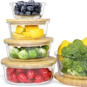 Glass Food Storage Containers with Bamboo Lids Meal Prep Glass Containers Bento Lunch Box