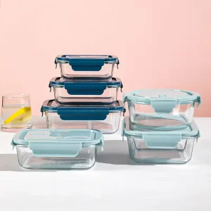 Glass Food Storage Containers with Lids Airtight Leak Proof Microwave Safe