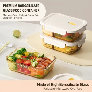 Glass Meal Prep Containers Food Storage Containers with Lids Airtight Lunch Bento Boxes BPA Free Leak Proof