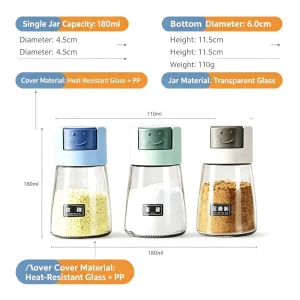 Glass Seasoning Jar Three-Piece Set Heat-Resistant Glass Spice Containers with Spoon and Tray Kitchen Spice Storage Canister Set
