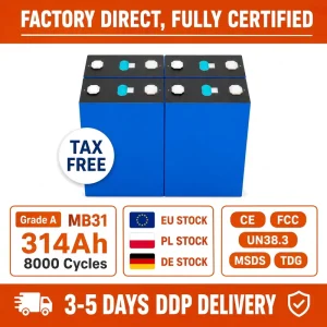 Grade A 314ah 280ah Lithium Ion Batteries Solar Prismatic LiFePO4 ESS Energy Storage System