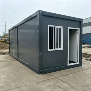 Grey Expandable House Modular Cabin With Integrated Sunshade Terrace Durable Weatherproof Panel RV P