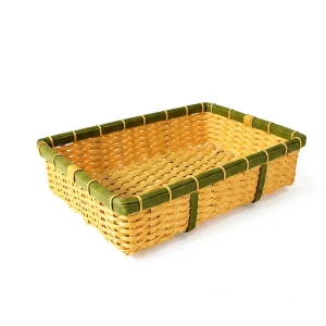 Handwoven Sustainable Rectangular Rattan Bamboo Style Basket Tray Food Display 3 6L Capacity Kitchen Storage