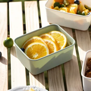 Healthy Heat Resistant Heatable Square 600ML Lid Portable Leak Proof Food Storage Container for Fruit