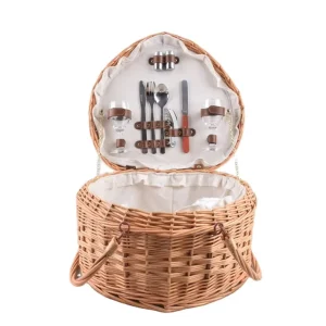 Heart Shape Willow Picnic Basket Double Picnic Bakset Rattan Wicker Bamboo Heart Shaped Picnic Baskets