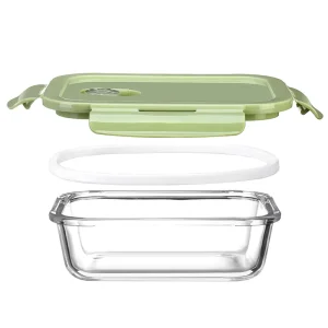 Heatable Microwavable Borosilicate Glass Food Storage Containers Airtight High Capacity Leak Proof Lunch Boxes