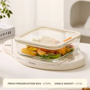 Heatable Multifunction Bento Storage Container with Tempered Glass Lid and Lunch Box