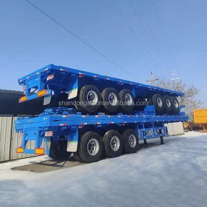 Heavy Duty 2/3/4 Axle 20ft 40ft Flatbed Container Semi Trailer with BPW/FUWA Axles T700 Steel 80T Payload