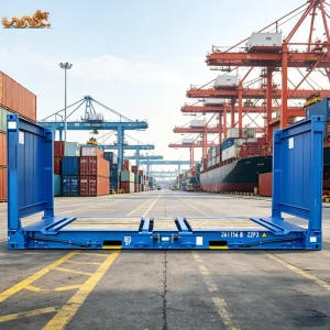 Heavy Duty 20FT Collapsible Foldable End Panel Wood Floor 20 Foot Flat Rack Container for Construction Machinery