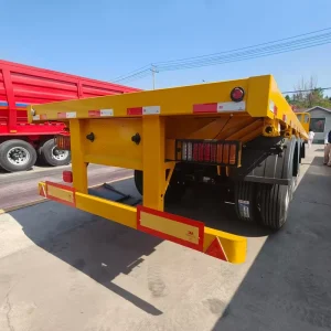 Heavy Duty 3 Axle Container Flatbed Semi Trailer for 20FT 40FT ISO Container and General Cargo Transport