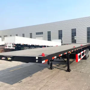 Heavy Duty 3 Axle Steel Flatbed Trailer 40 Foot 13 Meter Container Semi Trailer Available