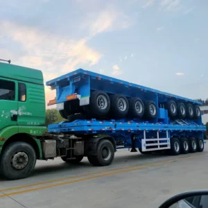 Heavy-Duty 40Ft 45Ft Flatbed Semi-Trailer Reinforced Steel Main Beams High Load Capacity 40000kg Container Transport
