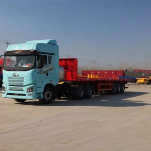 Heavy Duty 40Ft Shipping Container 2 3 Axle Flatbed Semi Trailer Steel Material Truck Trailer for Sale