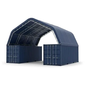 Heavy Duty Galvanized Steel 850g PVC Wind Rated Modular A-Frame Container Shelter for Industrial Workshop Warehouse School