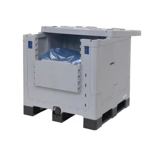 Heavy Duty Large Pack Pallet Container Industry Logistic Tomato Sauce Storage 1000L Collapsible Bin Foldable Plastic Pallet Box