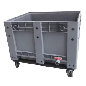 Heavy Duty Large Size Bulk Warehouse Storage Stackable Plastic Bulk Pallet Container With Wheels