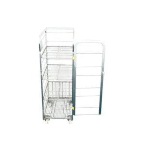 Heavy Duty Milk Crate Trolley Metal Roll Container Dairy Milk Transport Trolley for Milk Bottle Distribution
