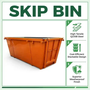 Heavy Duty Open Top Metal Builders Skip for Construction Recycling Hook Lift Container