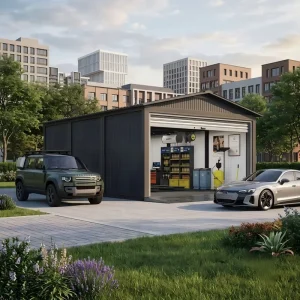Heavy Duty Prefabricated Mobile Car Garage Outdoor Modular Sandwich Panel Container Workshop Tool Shed and Auto Repair House