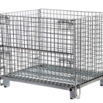 Heavy Duty Steel Q235 Wire Mesh Cages Collapsible Electro Galvanized Surface 2m3 600kg Capacity Steel Pallet Cages