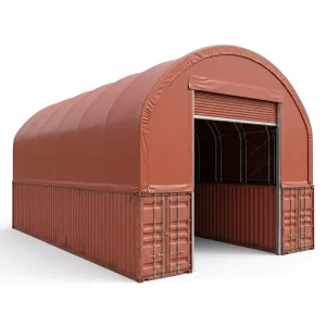 Heavy Duty Waterproof 750g PVC Hot dip Galvanized Hoop Container Canopy for Container Yard Freight Storage
