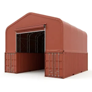 Heavy Duty Waterproof 750g PVC Hot-dip Galvanized Peak Roof Container Canopy for Container Yard Freight Storage
