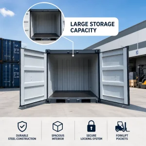 Heavy Duty Weatherproof Lockable Steel 6ft Cargo Storage Shipping Container for Outdoor Use