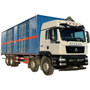 Heavy Truck Diesel Euro 2 8×4 Cargo Van Dry Box with Lift Gate Cargo Unloader