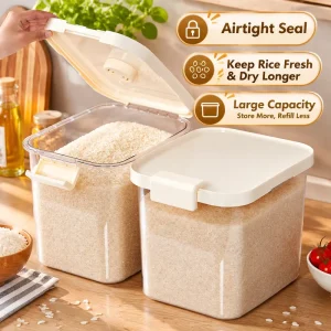 Heavy duty Nordic Style Plastic Rice Storage Container Home Use Large 20 Pound Sealed Moisture Proof Insect Proof Grain Box